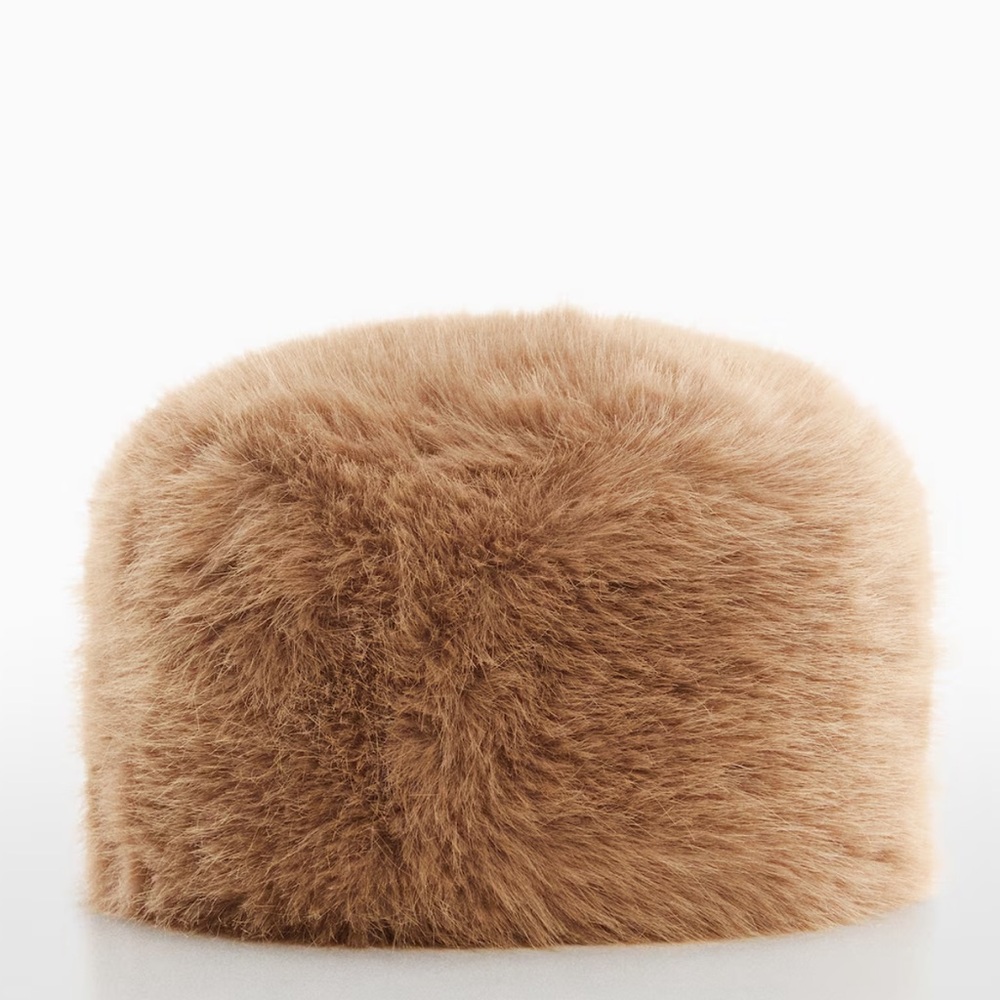 Mango Tan Faux Fur Hat
